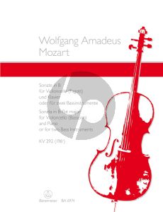 Mozart Sonate B-dur nach kv 292 (196c) Violoncello [bsn.] and Piano [Bc] (edited by Dietrich Berke) (Barenreiter)