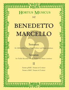 Marcello Sonaten Vol.2 Op.2 No.3 - 4 (g-Moll-eMoll) Altblockflote [Flote/Violine] und Bc (Herausgeber Jorgen Glode) (Barenreiter)