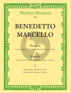 Marcello Sonaten Op.2 Vol.1 No.1 F-dur / No.11 d-moll Altblockflote [Flote/Violine] und Bc (Herausgeber Jorgen Glode) (Barenreiter)