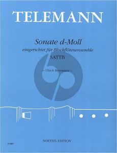 Telemann Sonate d moll 5 Blockfloten (SATTB) Ed. Ulrich Herrmann Partitur/Stimmen