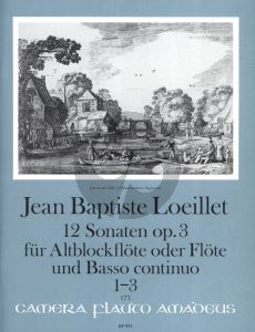 Loeillet 12 Sonaten Op.3 Vol.1 (No.1 - 3) Altblockflote[Flote] und Bc (Morgan/Kostujak)
