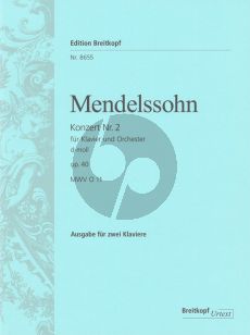 Mendelssohn Concerto No. 2 d-minor Op. 40 MWV 0 11 Piano and Orchestra (red. 2 Piano's) (edited by Christoph Hellmundt)