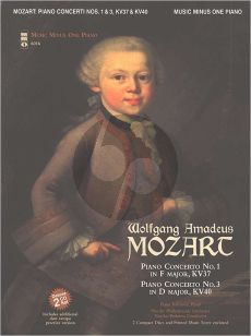 Mozart Concerto No.1 in F Major, KV 37 and Concerto No.3 in D Major KV 40 Piano Solo Part with 2-CD Set (Music Minus One)