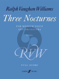 Vaughan Williams 3 Nocturnes Medium Voice and Orchestra (Full Score)