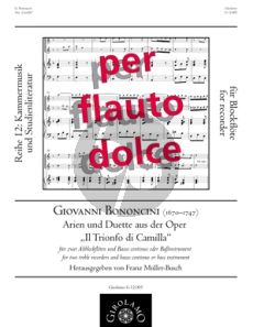 Bononcini Arien und Duette aus der Oper „Il Trionfo di Camilla“ 2 Altblockflöten-Bc (Franz Müller-Busch)