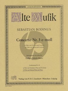 Bodinus Concerto No. 3 e-minor Flute- 2 Vi.-Bc (piano red.) (edited by K.Schultz-Hausen) (Leuckart)
