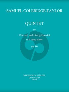 Coleridge-Talor Quintet F-sharp minor Op.10 Clarinet in A and Strings Set of Parts