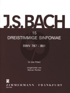 Bach 15 3 Part Sinfonies BWV 787 - 801 for 3 Flutes (Edited by Werner Richter)