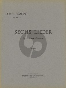 James Simon 6 Liederen Op.43 (Mittlere Stimme) (German)