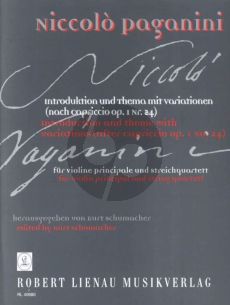 Paganini Introduktion und Thema mit Variationen Violine und Streichquartett Part,/Stimmen (nach Capriccio Op.1 No.24) (Kurt Schumacher)