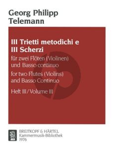 Telemann Trietti Metodichi e 3 Scherzi No.3 2 Flutes[2 Vi.]-Bc