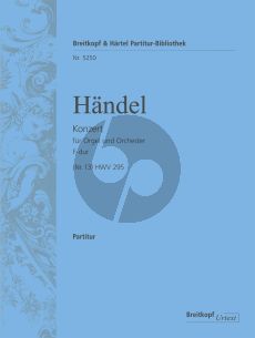 Handel Organ Concerto (No. 13) in F major HWV 295 Study Score (The Cuckoo and the Nightingale) (Ton Koopman)
