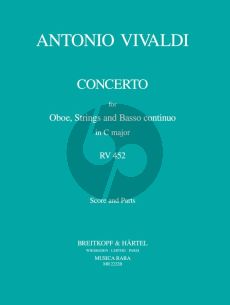 Vivaldi Concerto C-major (RV 452) Oboe-Strings-Bc (Score/Parts) (Caldini)