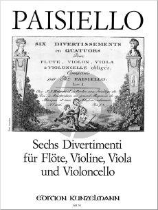 Paisello 6 Divertimenti for Flute and 3 Strings Parts (Edited by Bernhard Pauler)