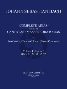 Bach Complete Arias and Sinfonias from the Cantatas, Masses, Oratorios Vol. 1 Soprano-Oboe and Bc (Score/Parts) (edited by John Madden and C. B. Naylor)