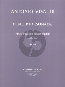 Vivaldi Concerto (Sonata) D-Major RV 84 Flute-Violin and Bc (Score/Parts) (David Lasocki and Robert Paul Block)