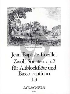Loeillet 12 Sonaten Op.2 Vol.1 (No. 1-3) Altblockflote und Basso Continuo [Klavier]