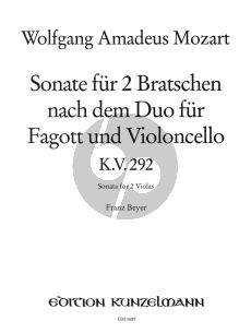 Mozart Sonate KV 292 2 Violen (nach dem Duo KV 292) (transcr. Franz Beyer)