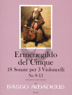 del Cinque 18 Sonate Band 3 No. 9 - 13 3 Violoncellos (Part./Stimmen) (Erik Harms)