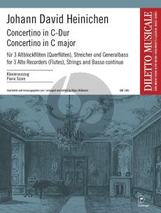 Heinichen Concertino C-Dur 3 Altblockflöten (Querflöten), Streicher und Generalbass (Klavierauszug) (Klaus Hofmann)