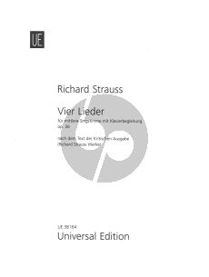 Strauss 4 Songs Op.36 for Medium Voice and Piano (Based on the text of "Richard Strauss Works · Critical Edition)