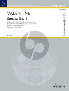 Valentine Sonata No. 1 F-major Descant or Treble Recorder and Bc (Leonard Lefkovitch and Walter Bergmann)