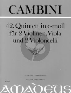 Cambini Quintet No.42 c-minor 2 Violins-Viola-2 Violoncellos (Score/Parts) (Bernhard Pauler)