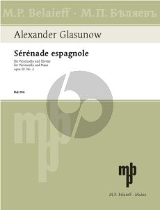 Glazunov Serenade Espagnole Op.20 No.2 A-major Violoncello-Piano