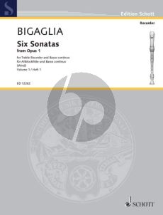 Bigaglia 6 Sonatas Op. 1 Vol. 1 Treble Recorder and Bc (Thiemo Wind)