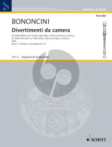 Bononcini Divertimenti da Camera Vol.2 Treble Rec.[Fl./Ob./Vi.]) (Violonc. [Viola da Gamba ad lib.] mit Bc (Hugo Ruf)