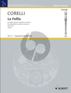 Corelli La Follia Treble Recorder-Piano (from Sonata Op.5 No.12) (edited by Hans-Martin Linde)