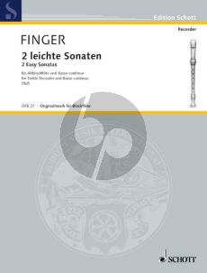 Finger 2 leichte Sonaten Altblockflöte (Flöte / Oboe / Violine) und Bc (Hugo Ruf)