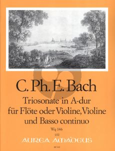 Bach Triosonate A-dur Wq 146 Flöte[Oboe/Violine]-Violine-Bc (Part./Stimmen) (Herausgegeben von Manfredo Zimmermann)