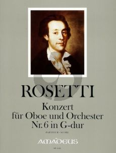 Rosetti Concerto No.6 G-dur (Murray RWV C36) Oboe-Orchester (Partitur) (Johannes Moesus)