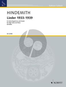 Hindemith  Lieder 1933-1939 Hohe Stimme mit Klavier