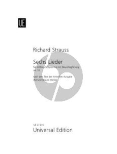 Strauss 6 Lieder Op.19 TrV 152 Mittlere Stimme-Klavier (aus "Lotosblätter“ von Adolf Friedrich von Schack) (dt./engl.)