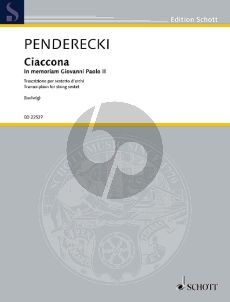 Penderecki Ciaccona - in memoriam Giovanni Paolo II  (String Sextet) (Score/Parts) (transcr. by Claus-D. Ludwig)