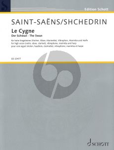 Saint-Saens Le Cygne for High Voice-Vibraphone-Marimba (5 Octaves) - Harp Score and Parts