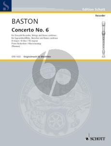 Baston Concerto No.6 D-major Descant Rec.-Strings-Bc (piano red.)