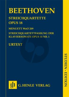 Beethoven String Quartets Op. 18 2 Vi.-Va.-Vc. Study Score (Paul Mies and Nancy November) (Henle-Urtext)