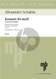 Scriabin Concerto F-sharp minor Op. 20 Piano and Orchestra (Study Score)