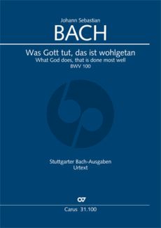 Bach Kantate No.100 Was Gott tut, das ist wohlgetan BWV 100 Soli SATB, Coro SATB, Fl, Obda, 2 Cor, Timp, 2 Vl, Va, Bc Taschenpartitur (Kantate zur Trauung) (Hereausgegeben Reinhold Kubik - Urtext)