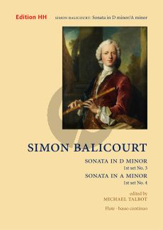 Balicourt Sonatas Set 1 Nos. 3 in D-minor and 4 in A-minor Flute and Bc (edited by Michael Talbot)