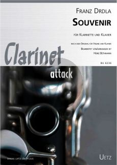 Drdla Souvenir for Clarinet and Piano (arr. Heinz Bethmann)