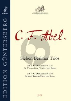 Abel 7 Berliner Trios Vol. 4 No. 6 - 7 2 Flutes (and Fl.-Vi.) and Bc (Score/Parts) (edited by Leonore and Günter von Zadow)