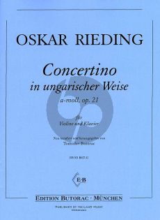 Rieding Concertino in ungarischer Weise a-Moll Opus 21 Violine und Klavier (Tmislav Butorac) (1 - 3 Lage)