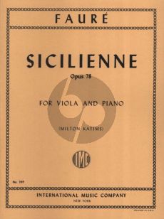 Faure Sicilienne Op.78 for Viola and Piano (transcription by Milton Katims)