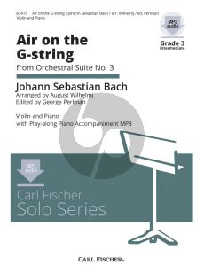 Bach Air on the G String from Orchestral Suite No.3 for Violin-Piano Book with Audio Online (Editors Wilhelmj/Perlman) (Intermediate Level)