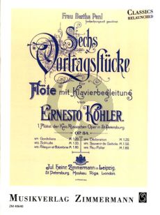 Kohler 6 Vortragsstucke Op.84 fur Flöte and Klavier