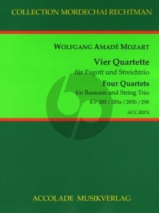Mozart 4 Quartette nach den Flötenquartetten KV 285b, KV 298, KV 285, KV 285a Fagott und Streichtrio